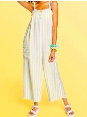 Stoney Clover Lane Yellow Stripe Wide-Leg Jumpsuit